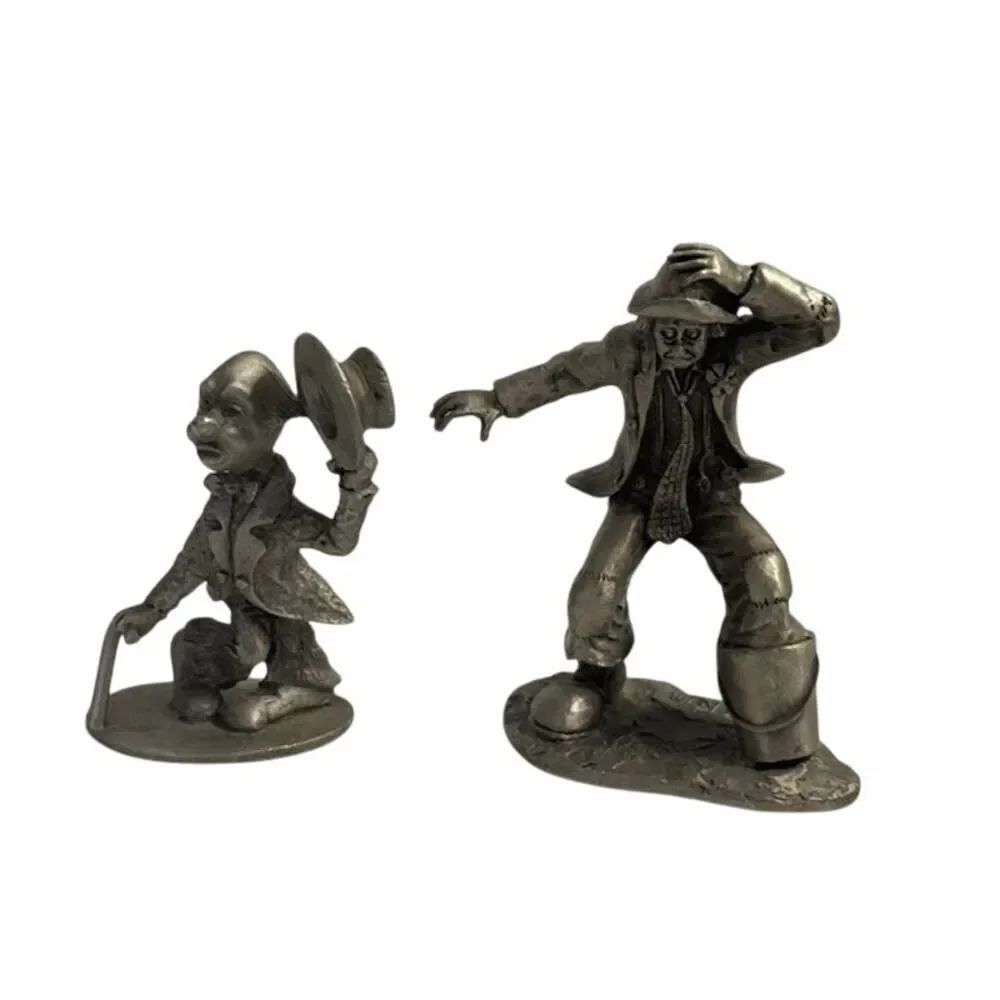 2 Sad Pewter Clown Figurines Hudson and Spoontiques S760 2005